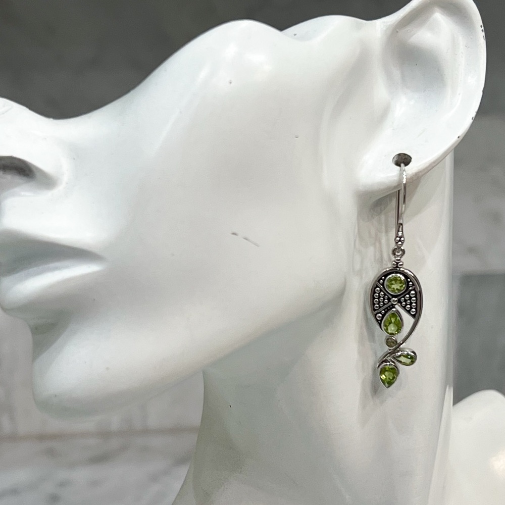 SAJEN Sterling Silver Peridot Dangle Earrings - Picture 2 of 10